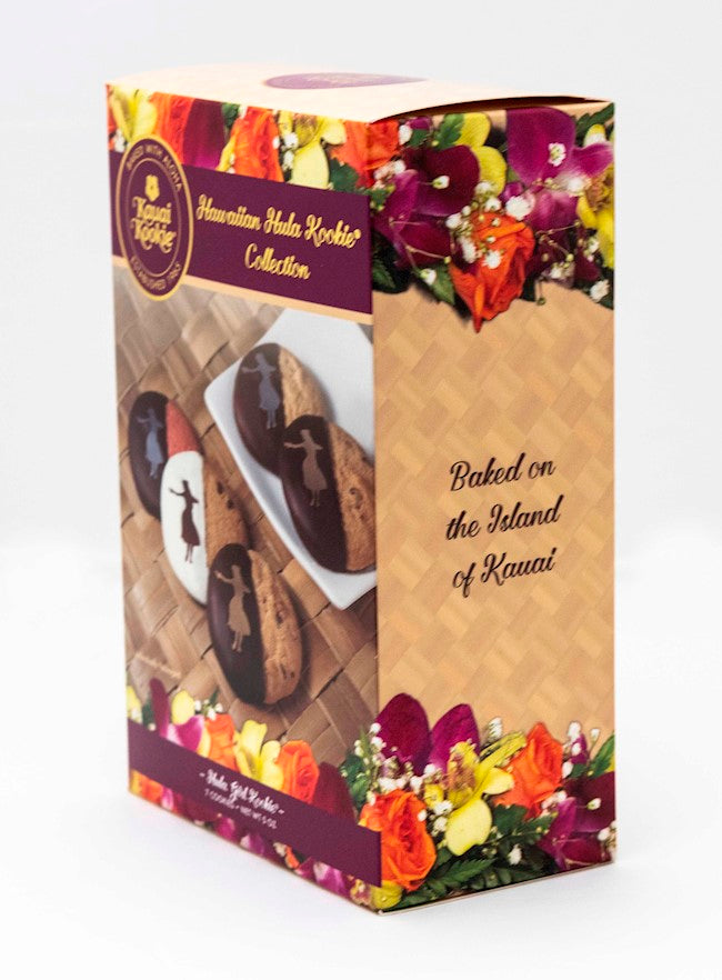 Kauai Kookie: Hula Girl Cookie Collection Hand Dipped Chocolate Covered (7 pc) in Hula Box Kauai Kookie: Hula Girl Cookie Collection Hand Dipped Chocolate Covered (7 pc) in Hula Box